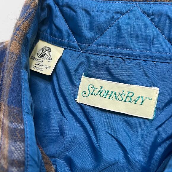 Vintage St. John’s Bay Wool Plaid Shirt Jacket Lined Sz Large 100% Virgin Wool - Picture 5 of 10